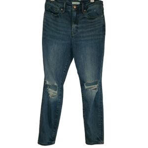Good American Size 8/29 Distressed Knee Crop/Ankle Jean Super Stretch High Rise